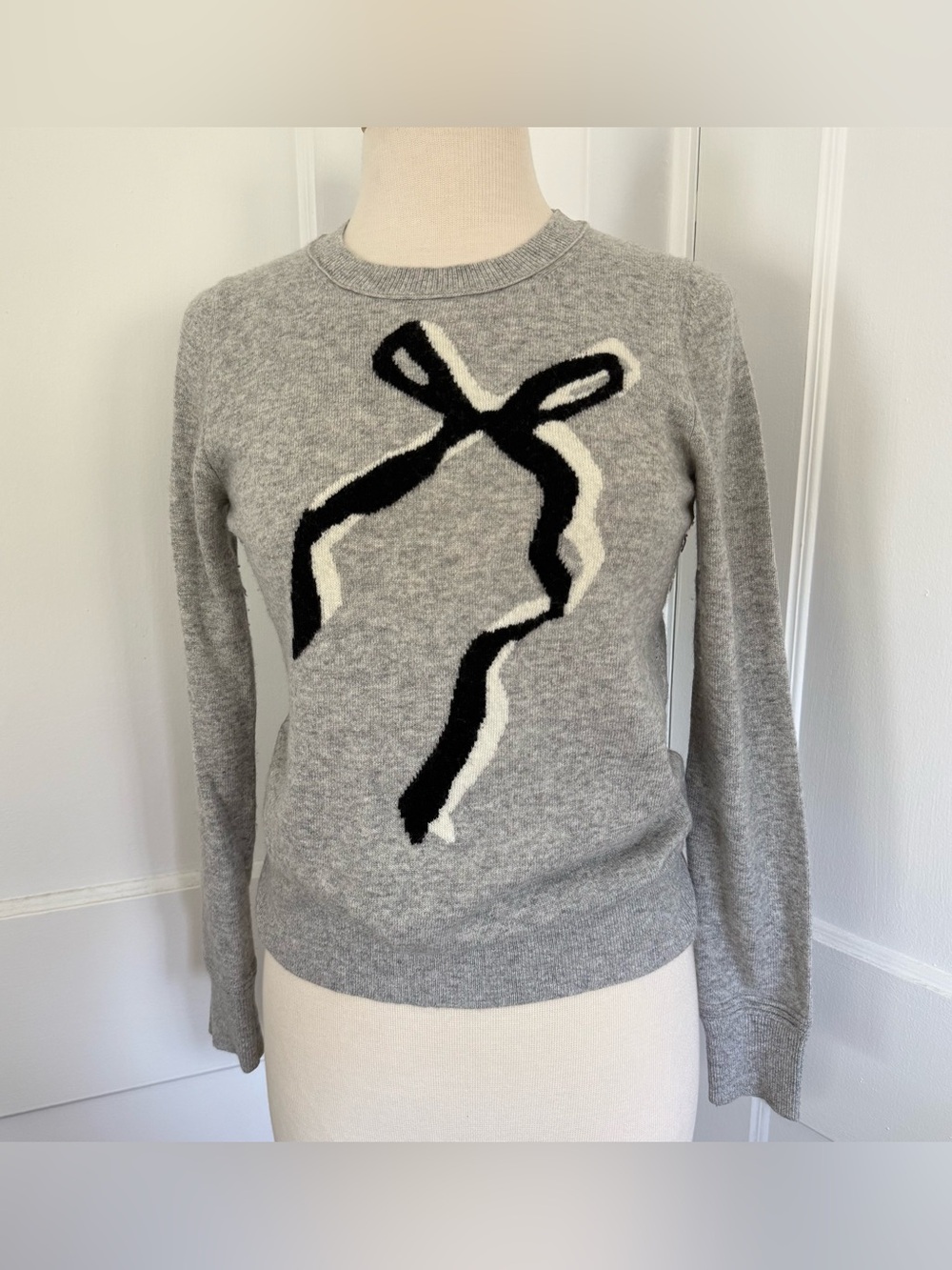 Banana Republic Pullover Sweater Heathered Bow Merino Wool Cashmere Blend Sz XS